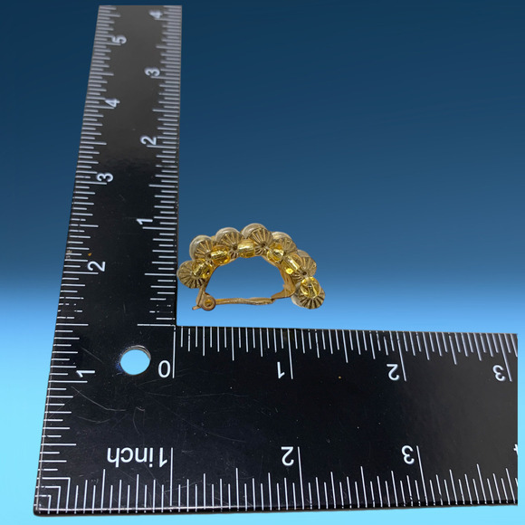 Vintage 1980s Earrings Beaded Acrylic Semi Hoop Cluster Clip On Huggie Wrap - Picture 5 of 5